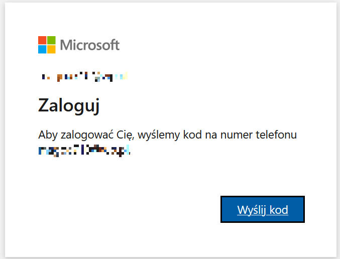 Okienko umożliwiające wpisanie otrzymanego kodu.